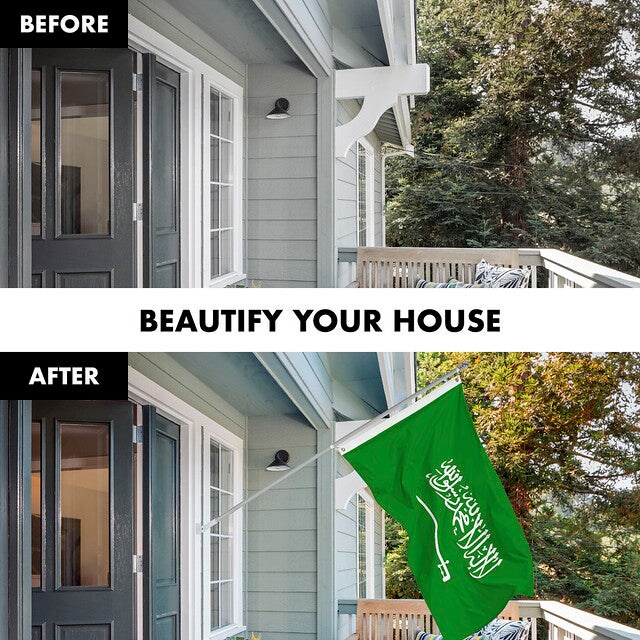 G128 Combo Pack: 6 Feet Tangle Free Spinning Flagpole (Silver) Saudi Arabia Saudi Arabian Flag 3x5 ft Printed 150D Brass Grommets (Flag Included) Aluminum Flag Pole
