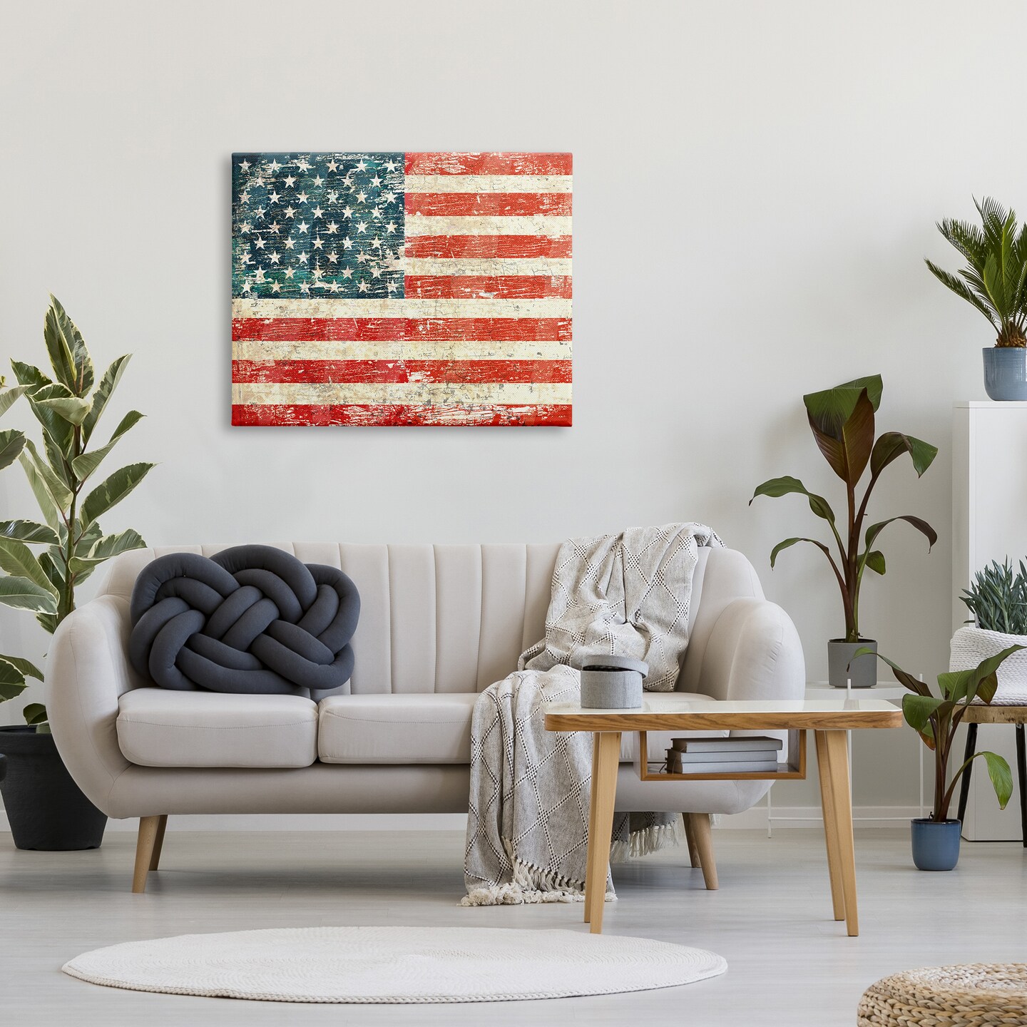 Stupell Industries Rustic American Flag Canvas Wall Art