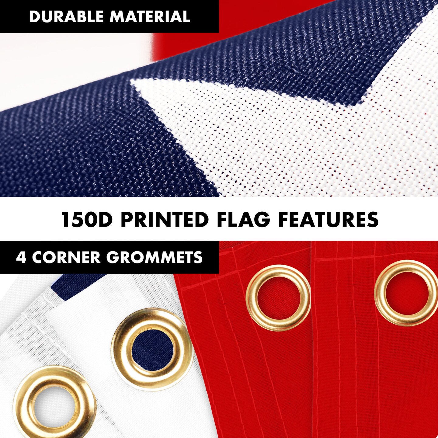 G128 Combo Pack: 6 Ft Tangle Free Aluminum Spinning Flagpole (Black) & American USA Flag 3x5 Ft, LiteWeave Pro Series Printed 150D Polyester, 4 Corner Brass Grommets | Pole with Flag Included
