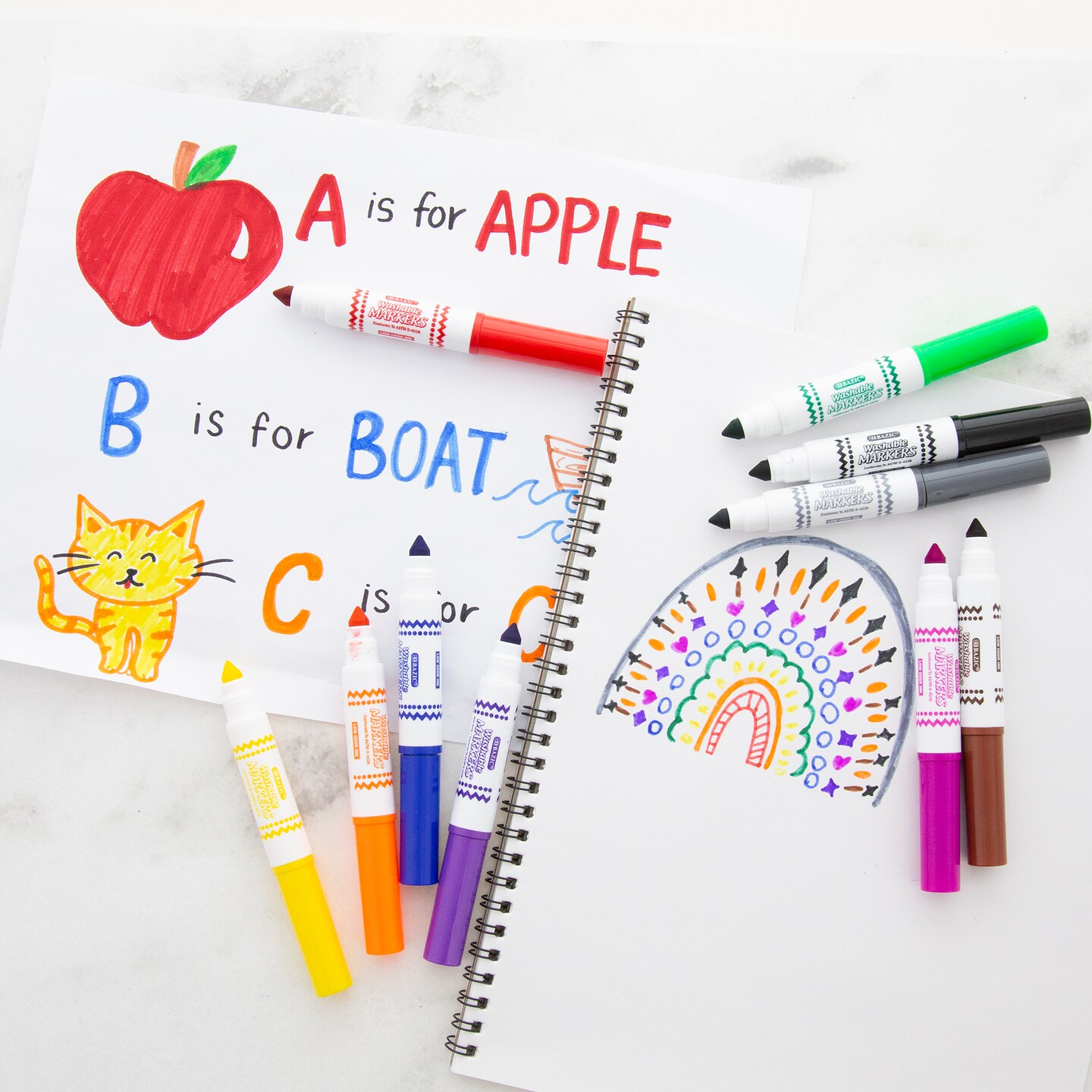 BAZIC Washable Markers Broad Line Mini 10 Color