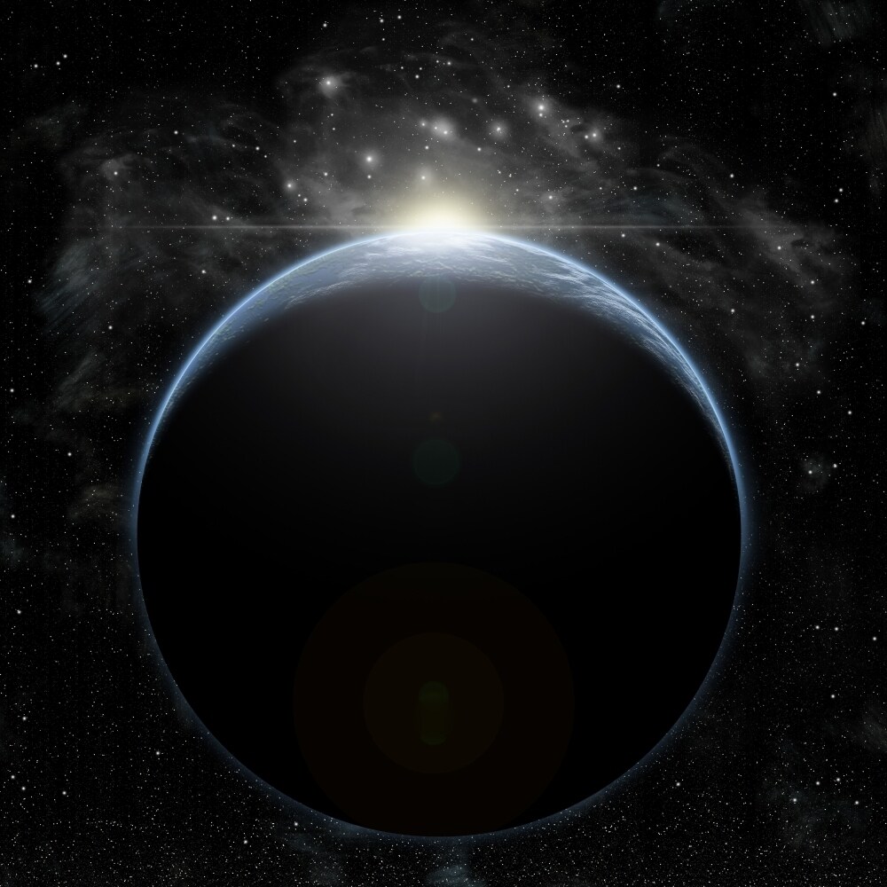 Artists Depiction Of A Star Breaking The Horizon Of An Earth-Like Planet Poster Print