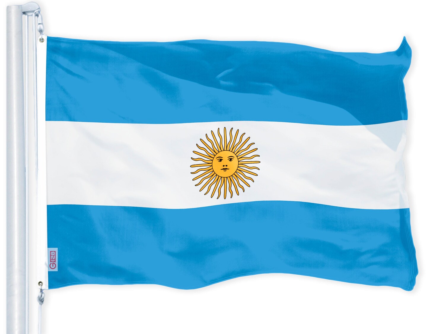 G128 Combo Pack: USA American Flag 3x5 Ft 150D Printed Stars &#x26; Argentina (Argentinian) Flag 3x5 Ft 150D Printed