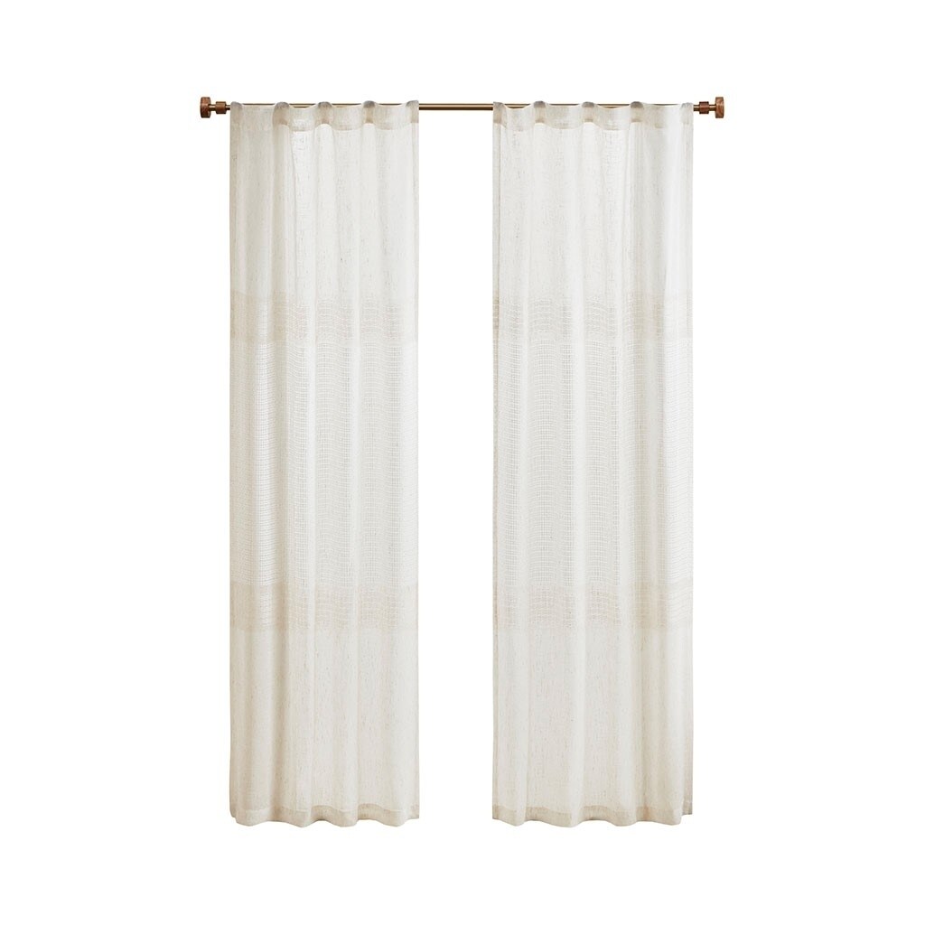 Gracie Mills Theron Lightweight Lined Yarn Dye Sheer Window Panel Pair - Grace-14930