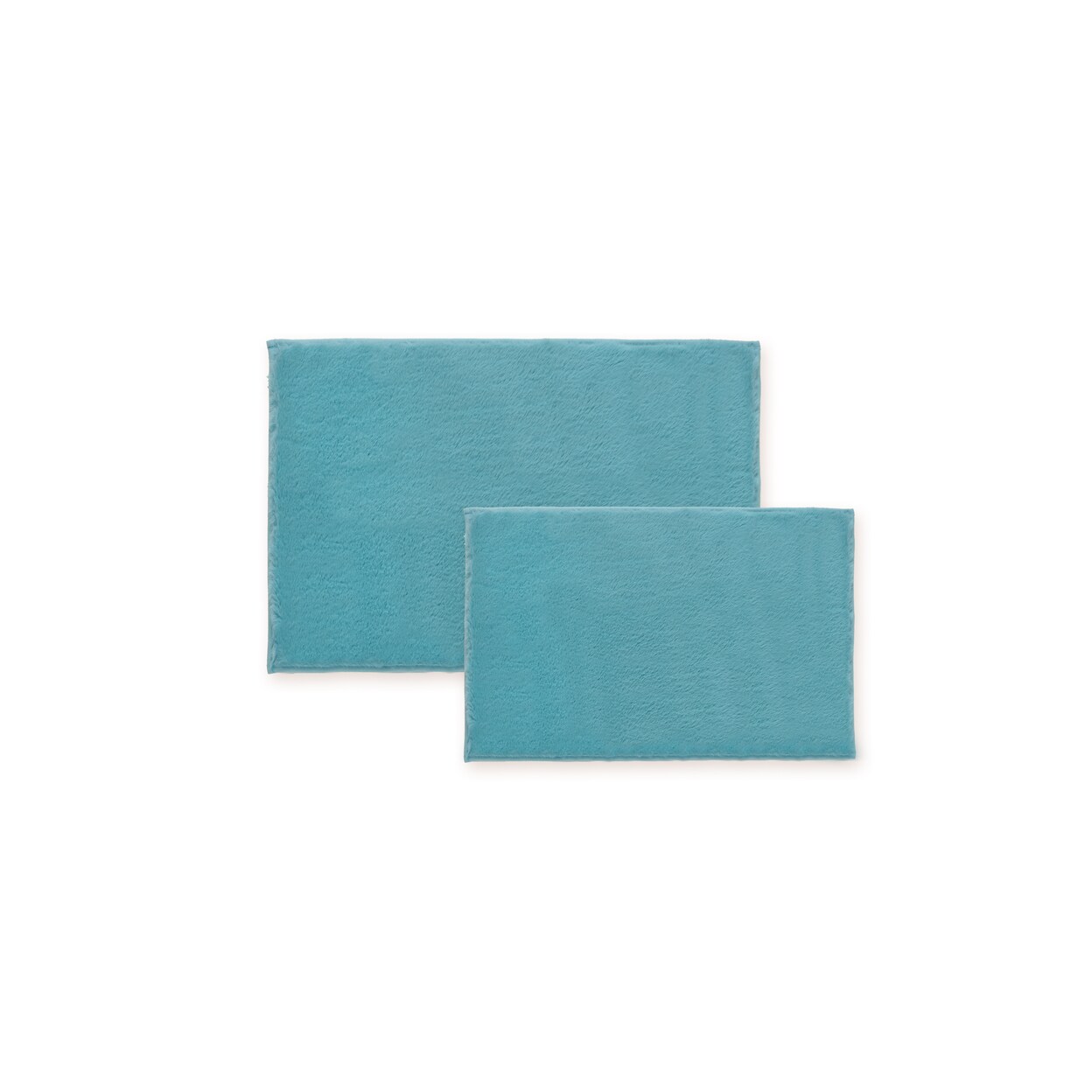 Bibb Home 5674 Aqua Faux Faux Bath Mat Set 2 Piece Plush Bathroom Rugs