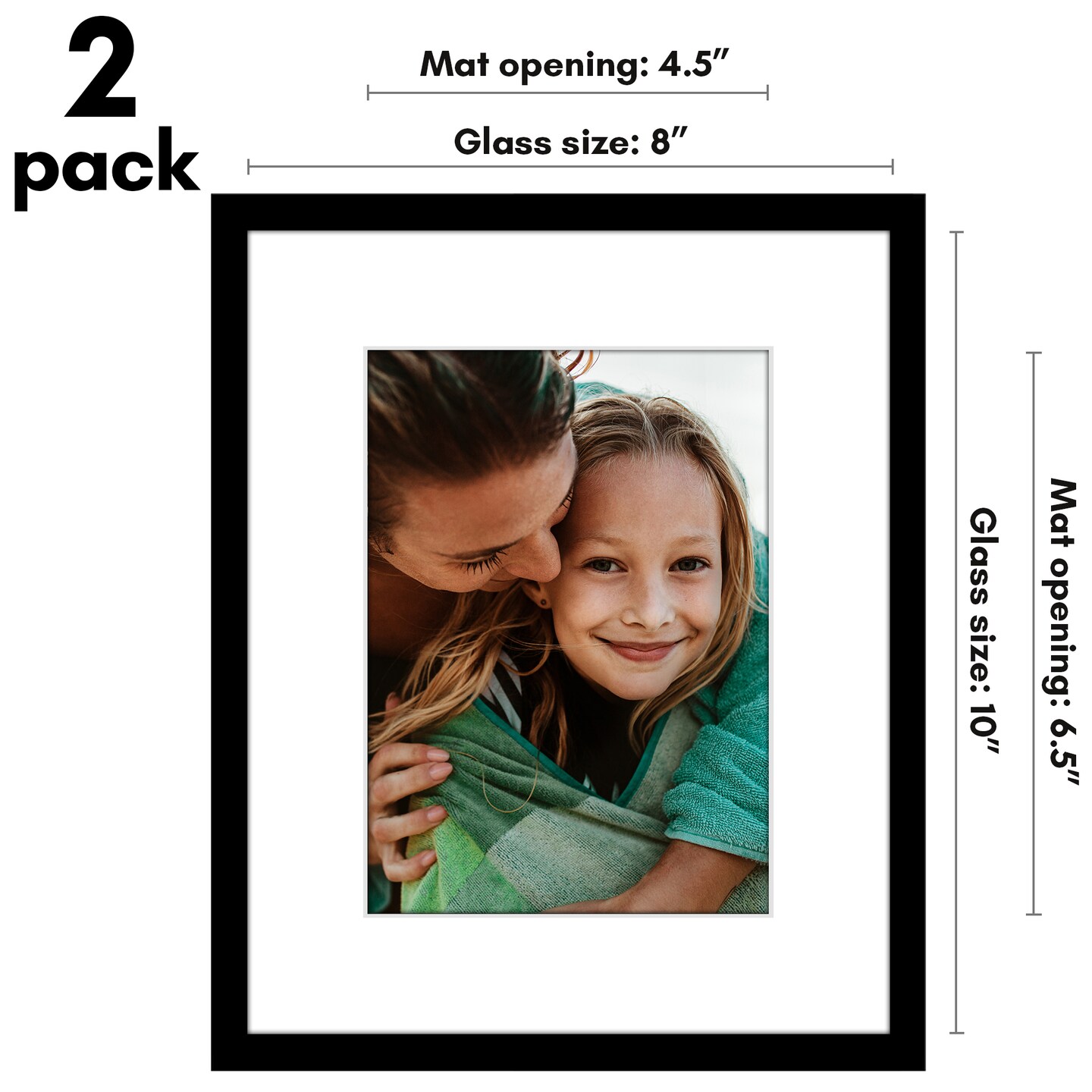 Americanflat Picture Frame with Mat - Modern Design, Shatter-Resistant Glass, Dual Sawtooth Hangers, Ideal for Home and Office Decor (2 Pack)