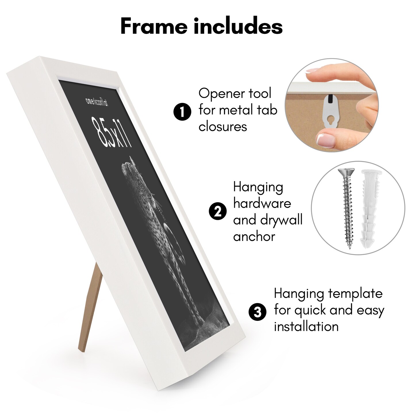 Americanflat Gallery-Style Picture Frame - Ideal Frame for Gallery Wall Display - Showcase Artwork, Prints, and Photos - Shatter Resistant Glass - Hanging Hardware with Drywall Anchor