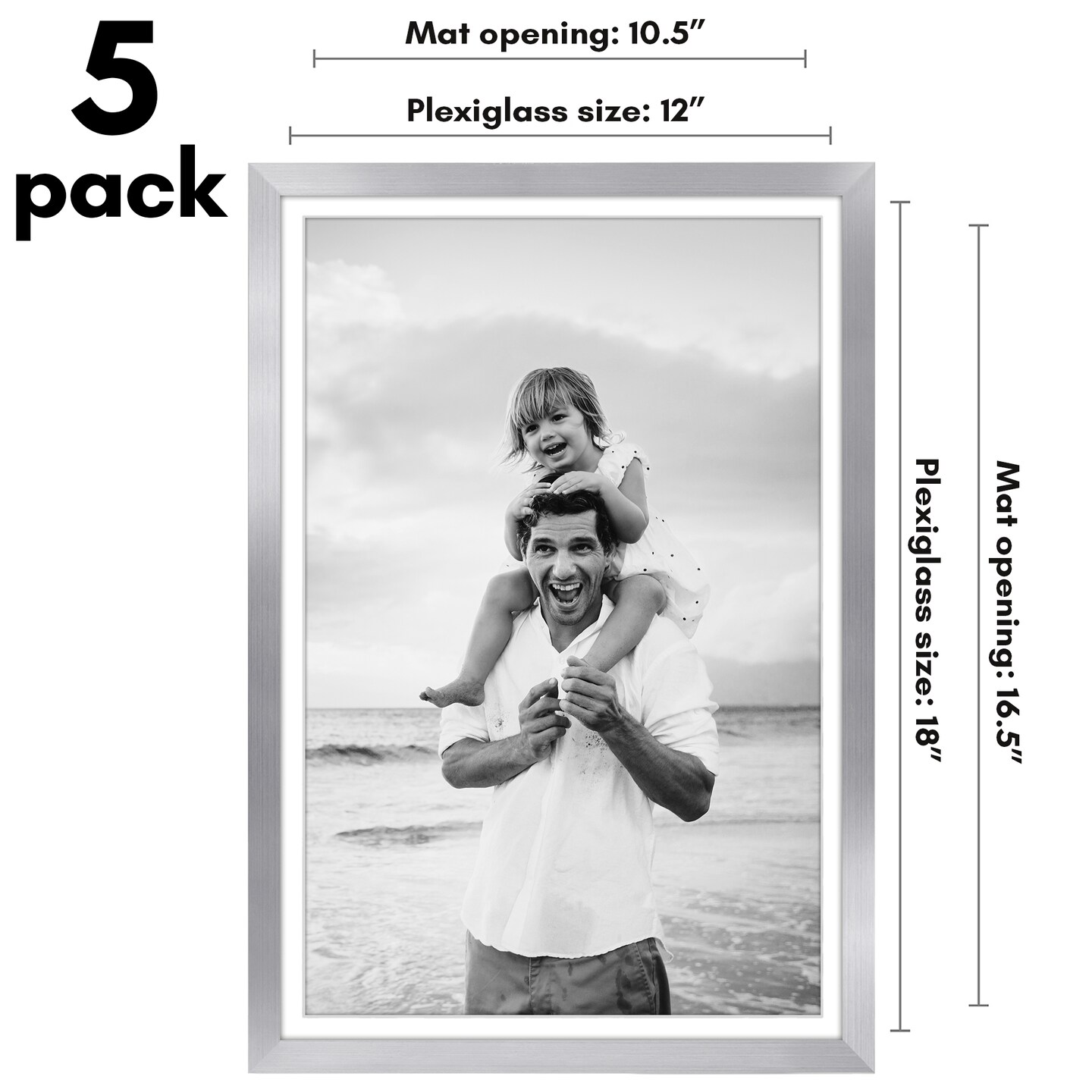 Americanflat Picture Frame Set with Mat - Set of 5 - Photo Frame Set of Five for Wall Display - Plexiglass Cover - Hanging Hardware