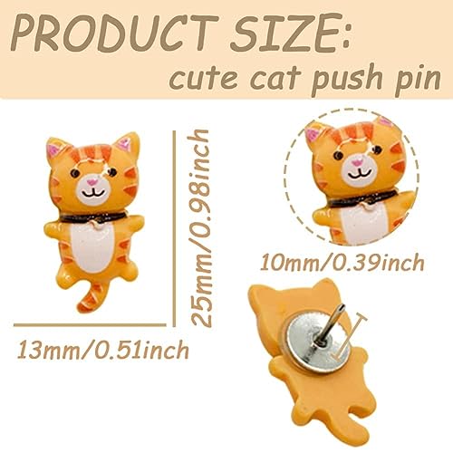 30 Pieces Cute Cat Push Pin Decorative Thumb Tacks Animal Push Pins for Photo Wall Maps Memo Note Bulletin Board or Cork Boards Multi-Functional Pushpin Tool Office Accessories