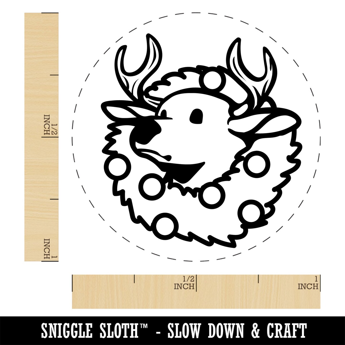 Christmas Deer Mount in Wreath Self-Inking Rubber Stamp Ink Stamper for Stamping Crafting Planners