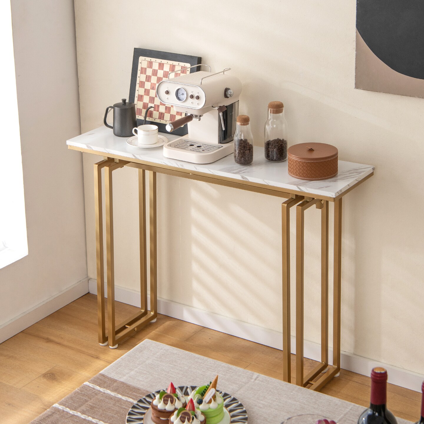 43.5 Inch Console Table With Heavy-duty Metal Frame-golden