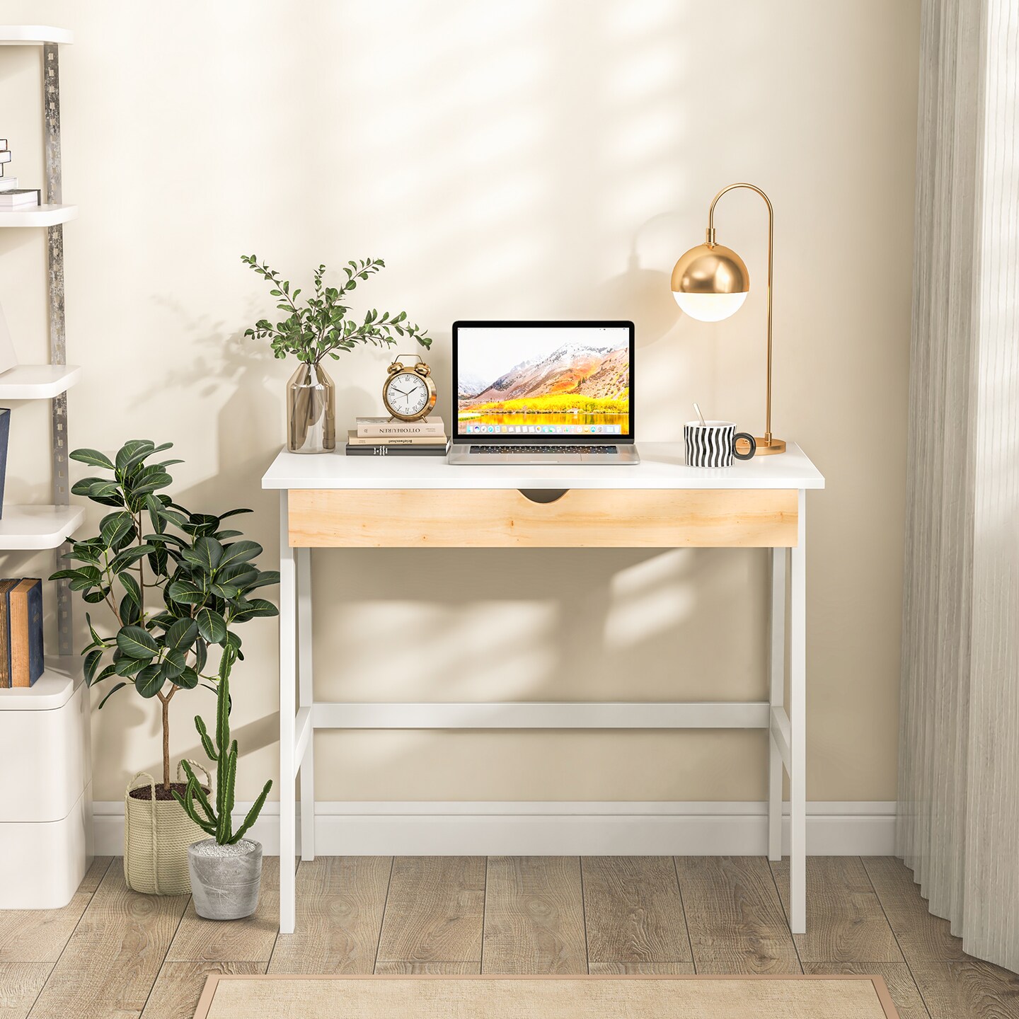 Wooden Computer Desk With Drawer For Home Office