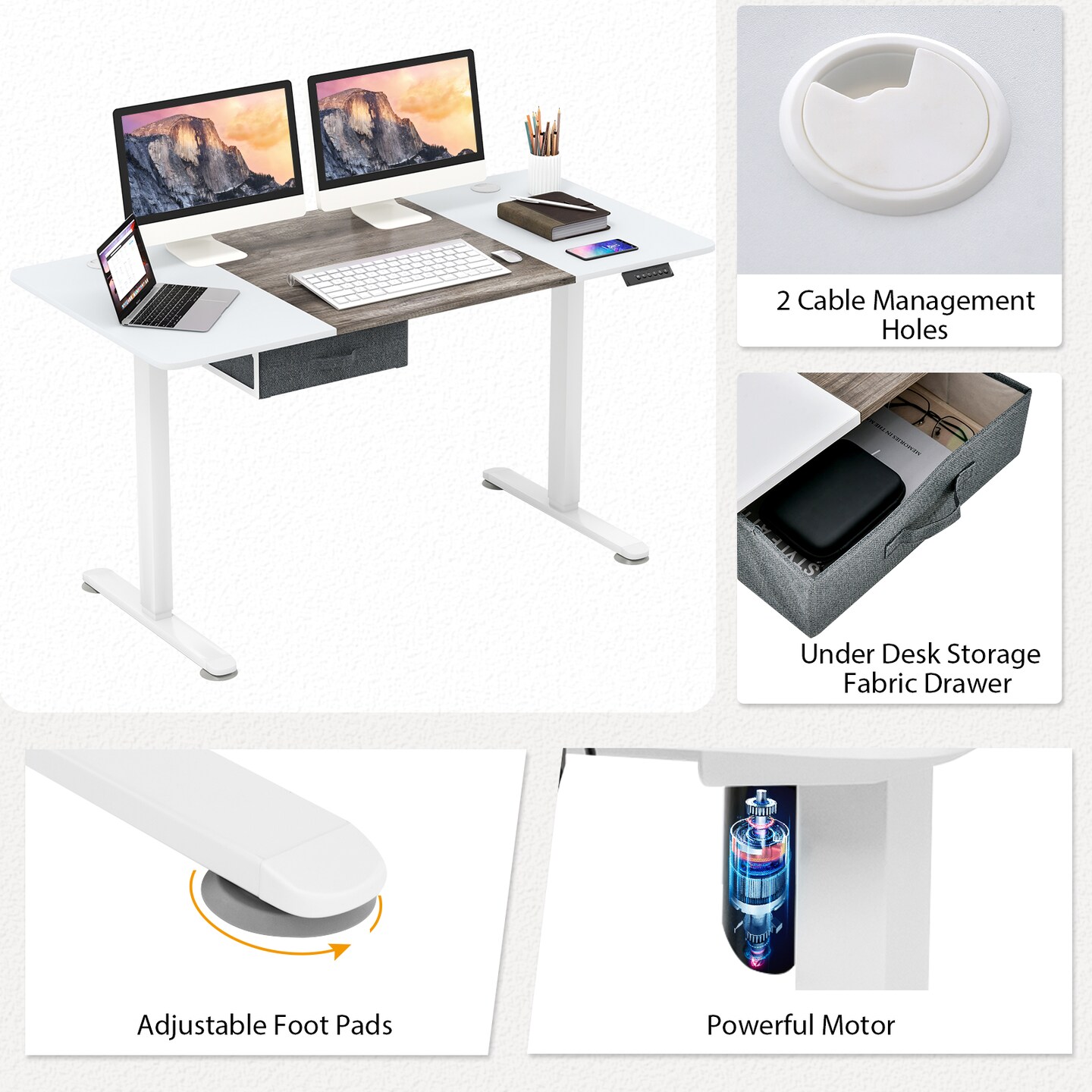 Height Adjustable Electric Standing Desk With Usb Charging Port