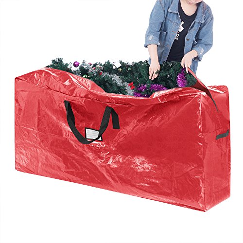 Christmas Tree Storage Bag, Fits up to 9 Foot Artificial Tree, Protects Holiday Decorations from Moisture &#x26; Damage by Elf Stor (Red)