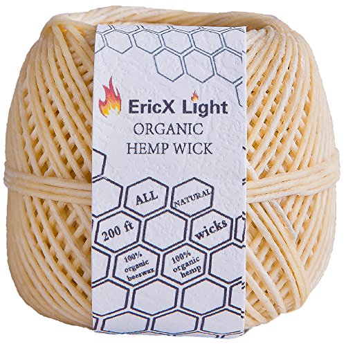 Twisted Bee Thick x 200ft, Organic Hemp Wick with Natural Beeswax Coating