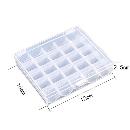 25 Slots Empty Bobbins Spools Box, Sewing Craft Plastic Case Storage Box for Sewing Machine 2 Pack
