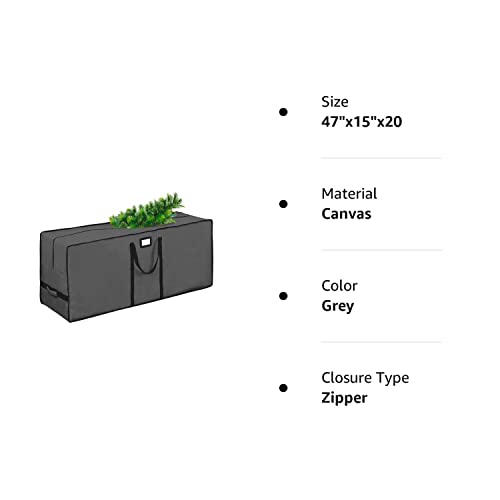 Christmas Tree Storage Bag, Waterproof Christmas Tree Storage, Fits Up to 7.5 ft Tall Artificial Disassembled Trees,Extra Large Heavy Duty Storage Container with Handles&#xA0;&#xA0; (Grey, 47&#x22;x15&#x22;x20)