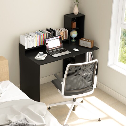 Modern Computer Desk with Storage Bookshelf and Hutch for Home Office