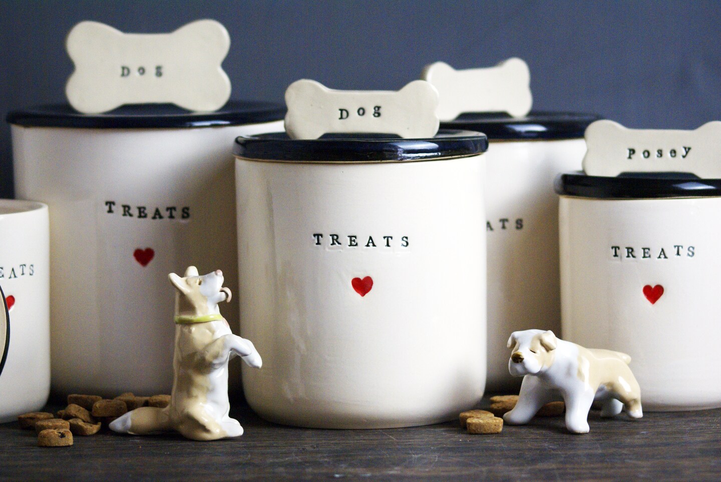 Dog Treat Jar, custom pottery deals dog treat canister made to order