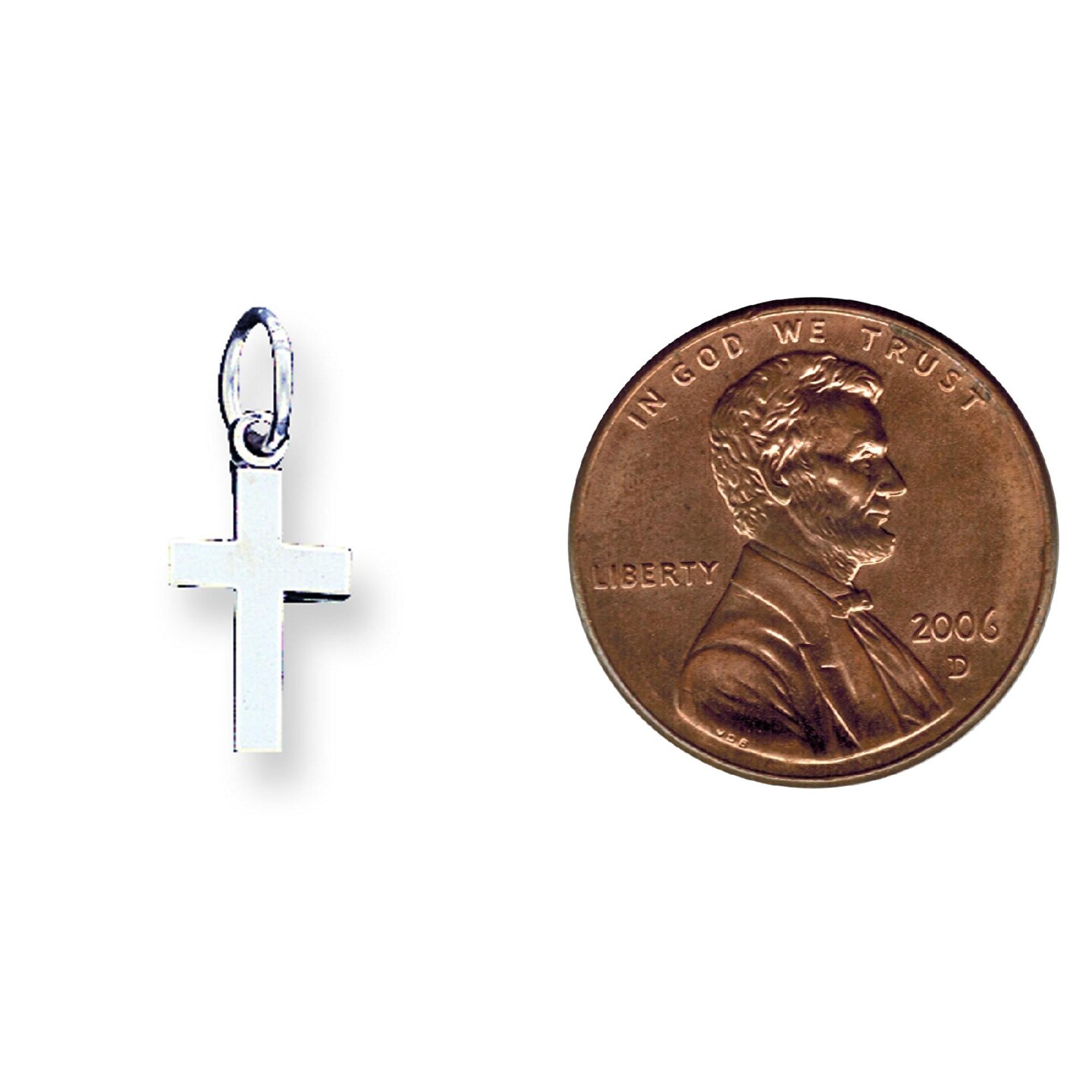 Men&#x27;&#x27;s Ladies 14K White Gold Solid Polish Crucifix Cross Religious Charm Pendant