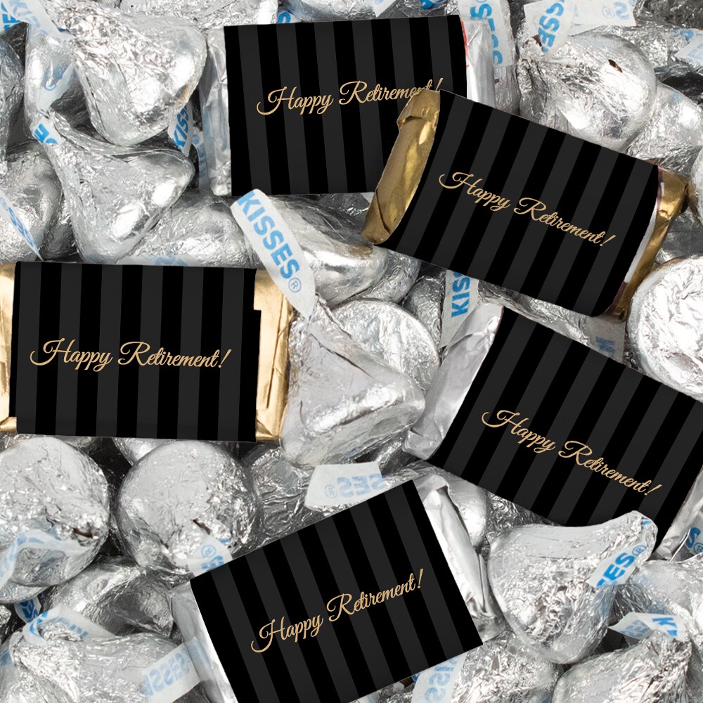116 Pcs Retirement Party Candy Favors Hershey&#x27;s Miniatures &#x26; Kisses - Stripes