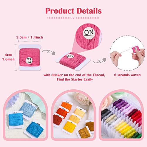 488 Pcs String Bracelet Making Kit, Friendship Bracelet String Kit with 50 Skeins Embroidery Floss Cross Stitch Thread, 400Pcs Friendship Bracelet Beads, 37Pcs Embroidery Tools and Storage Box