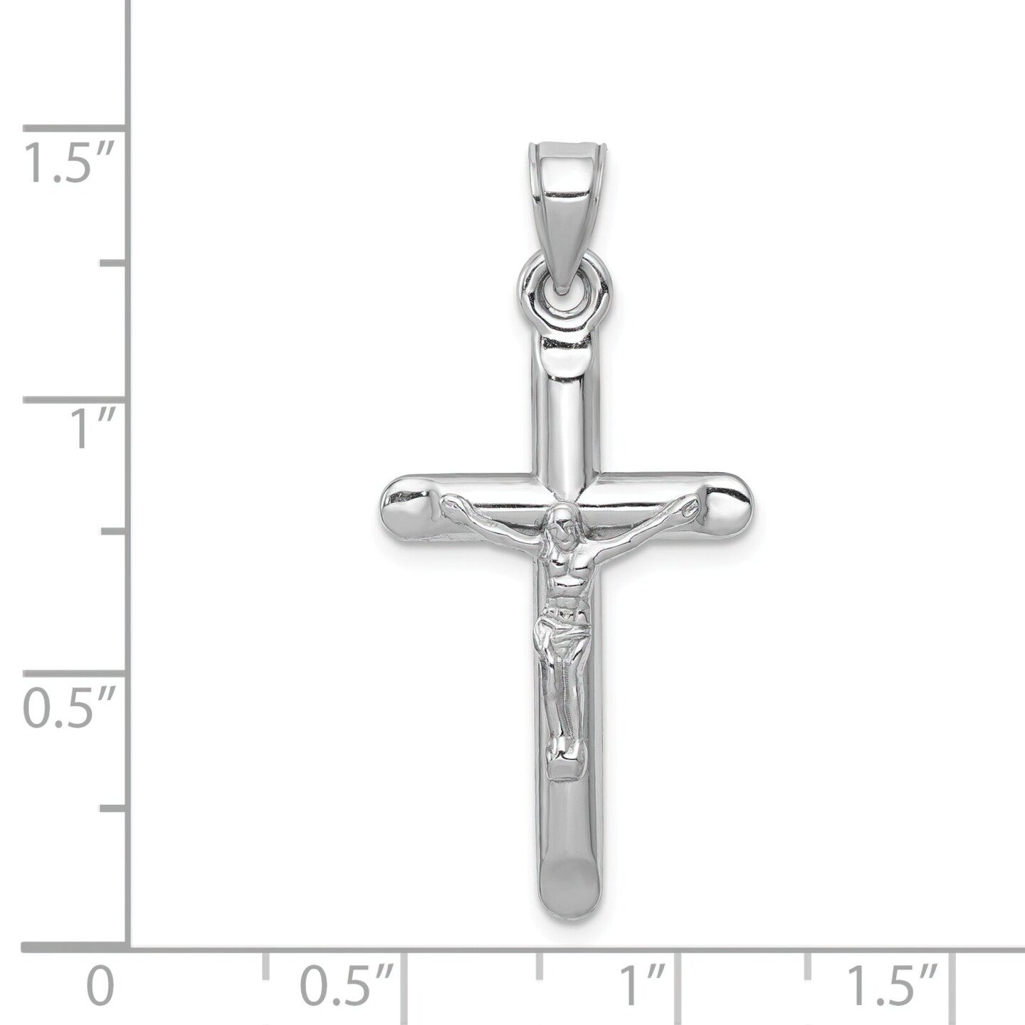 14K Yellow Gold Hollow Crucifix Pendant Jewelry 29.3mm x 13.5mm