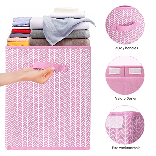VERONLY Kids Toy Box Chest Organizer Bins for Boys Girls, Large Fabric Collapsible Storage Basket Container with Flip-Top Lid & Handles