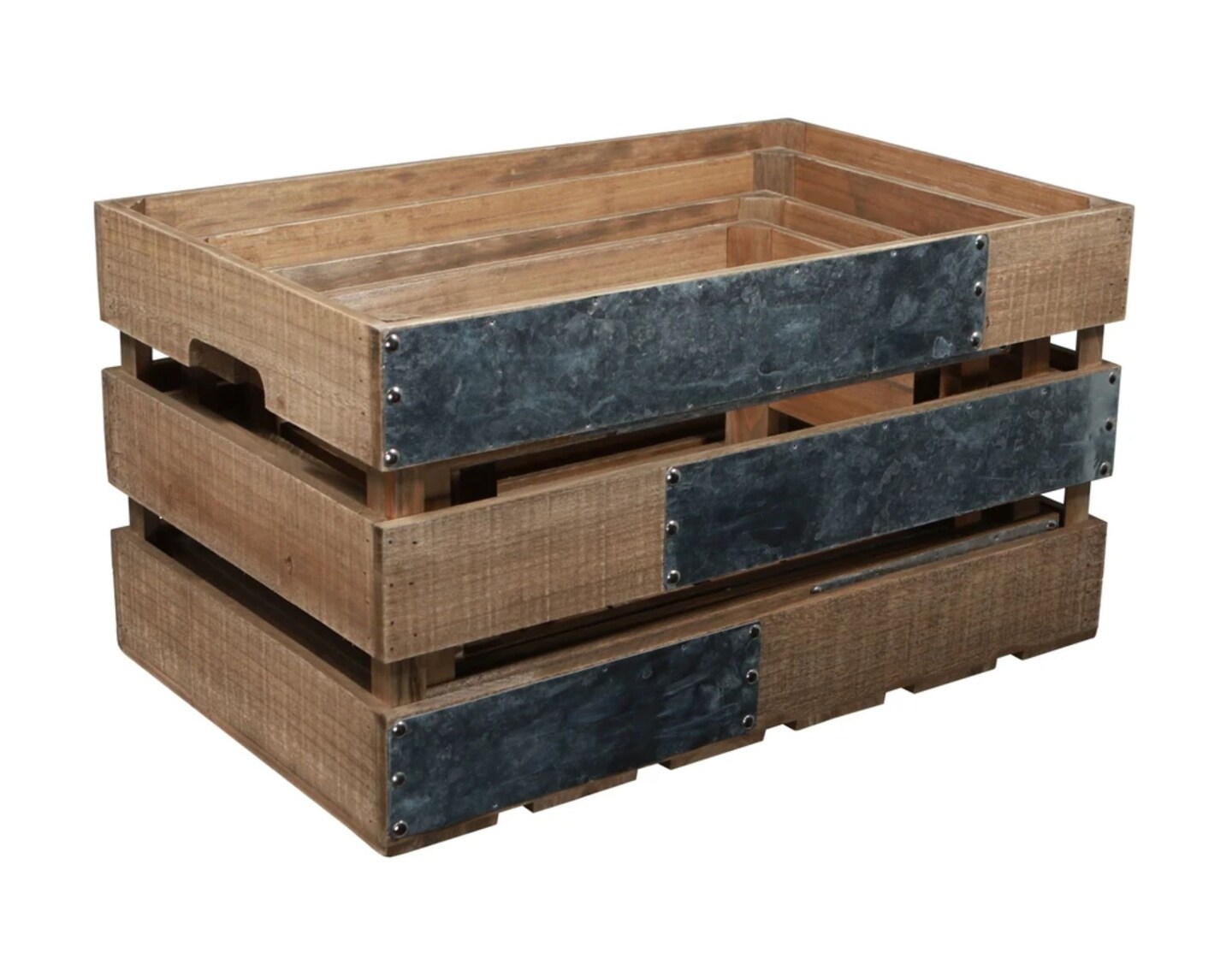 Contemporary Home Living Set of 4 Brown Hand Crafted Rectangular Crates 21.25&#x22;