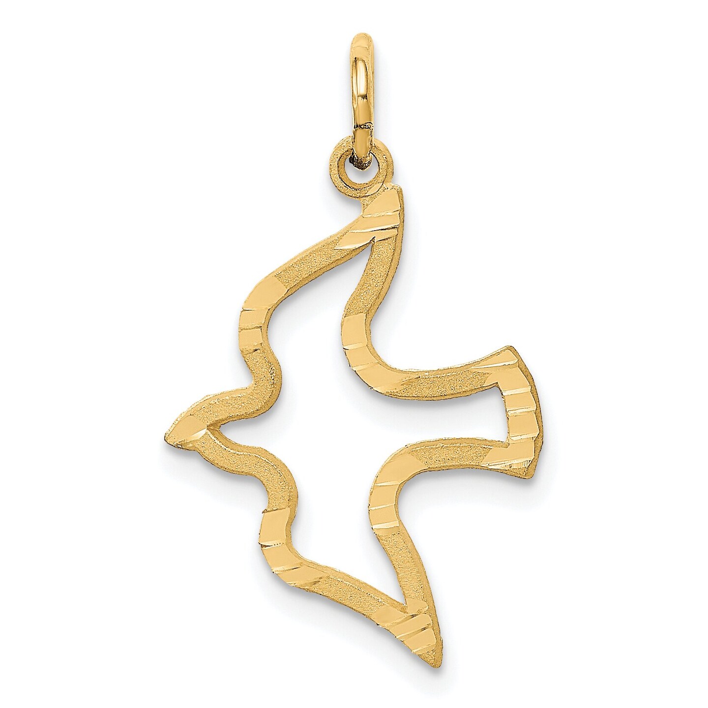 14K Yellow Gold Holy Spirit Dove Charm Religious Jewerly 25mm x 15mm