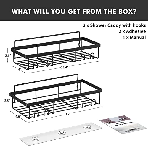 Kincmax Shower Caddy Basket Shelf With Hooks Organizer Wall Mounted Black  for sale online