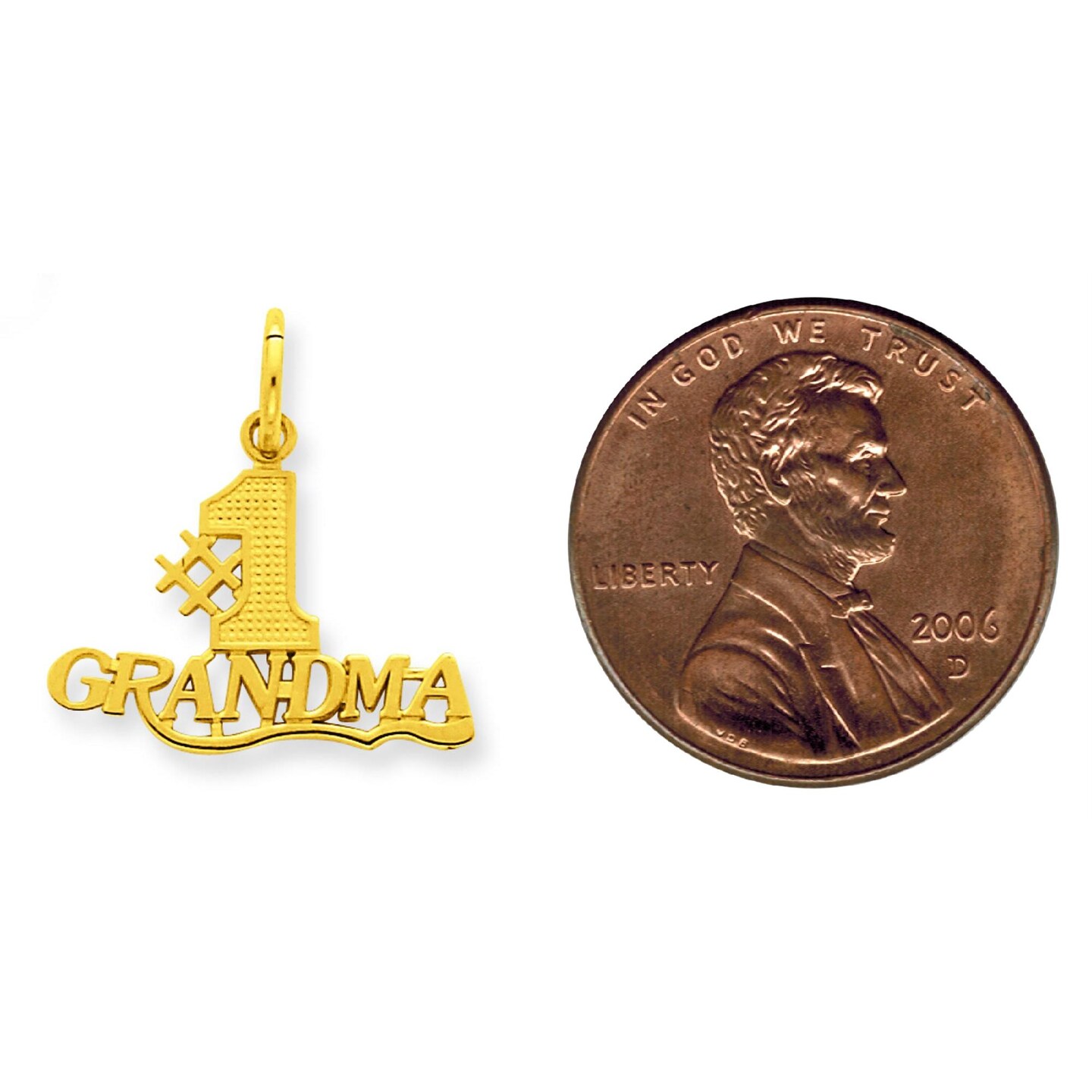 14K Yellow Gold #1 Grandma Charm Grandmother Pendant Jewerly 19mm x 18mm