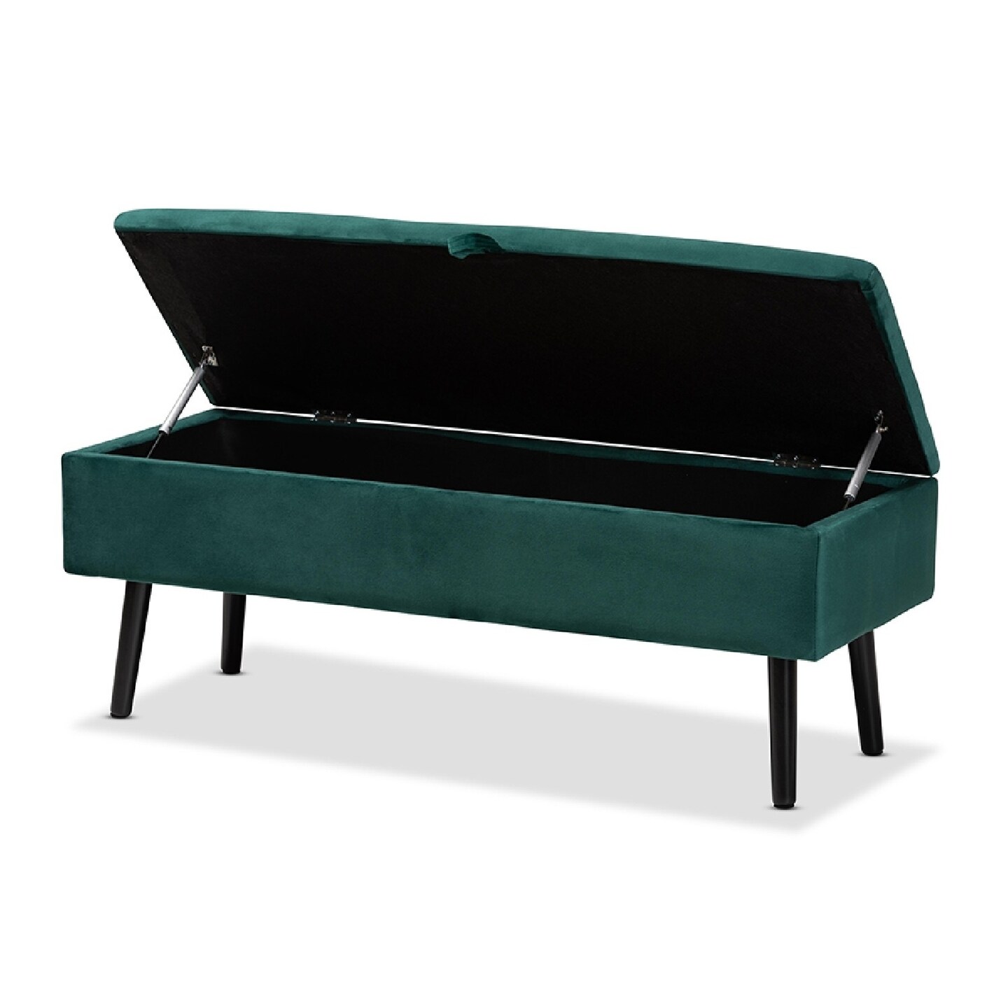 Wholesale Interiors Baxton Studio Caine Modern and Contemporary Green Velvet Fabric Upholstered and Dark Brown Finished Wood Storage Bench