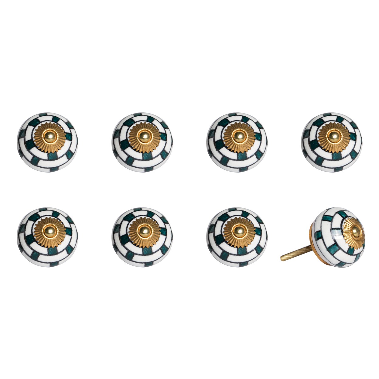 Knob-It Vintage Cabinet Drawer Knobs 8-Piece Set 2 Inch Hand Painted Colorful