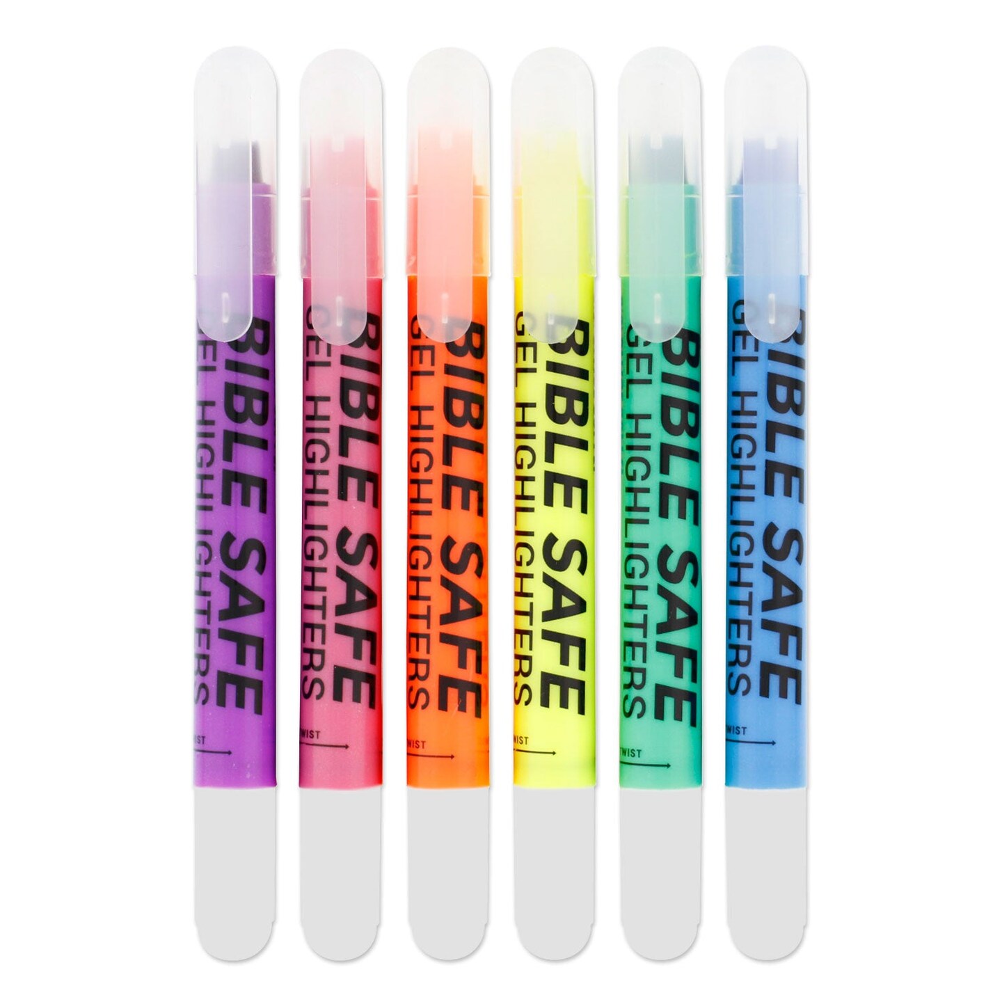 U.S. Office Supply Bible Safe Gel Highlighters, 6 Pack Set, Bright Neon Fluorescent Highlight Colors Yellow, Orange, Pink - Won&#x27;t Bleed, Fade or Smear