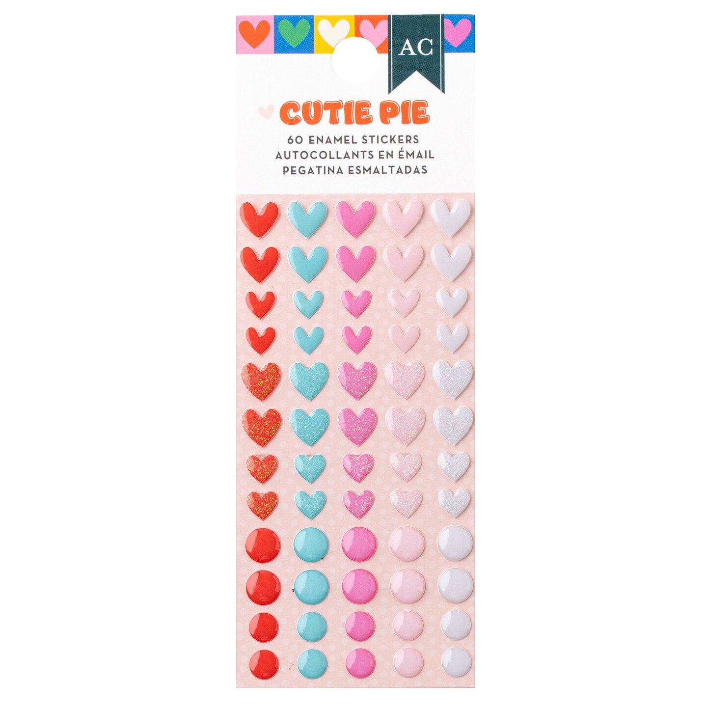American Crafts Cutie Pie Enamel Dot Stickers 60/Pkg-Iridescent Glitter
