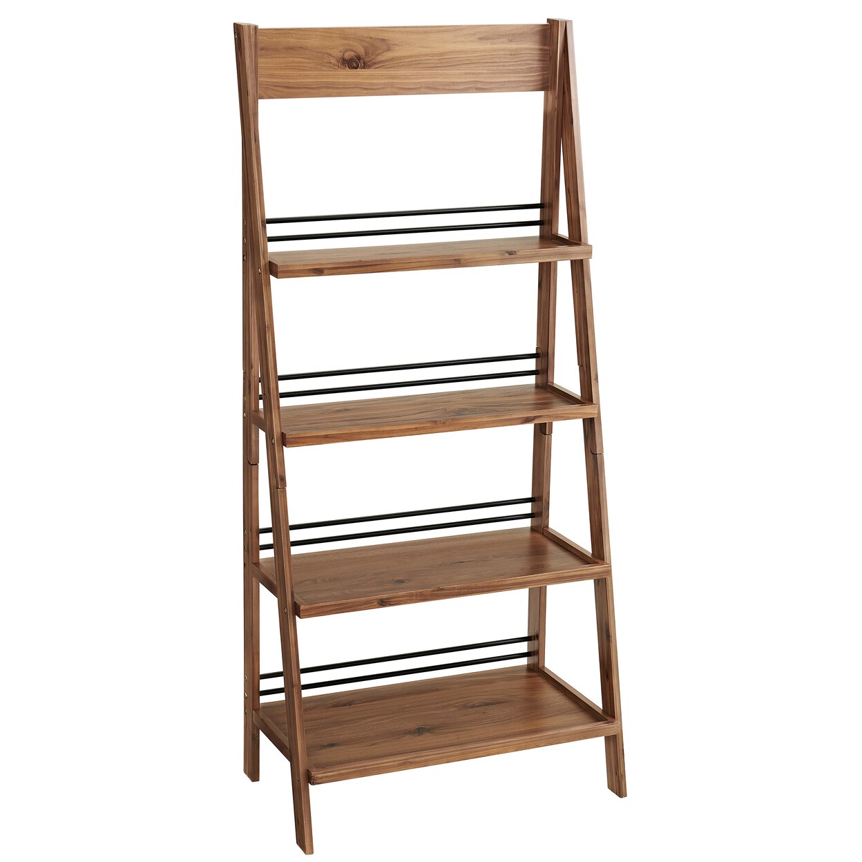 4-Tier Ladder Bookshelf Freestanding Bookcase X-Back Frame Shelves Home Office