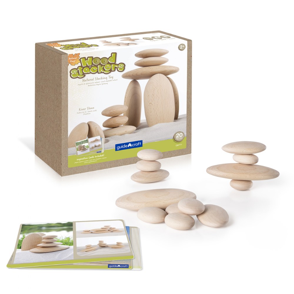 Guidecraft Wood Stackers: River Stones - 20 Pieces