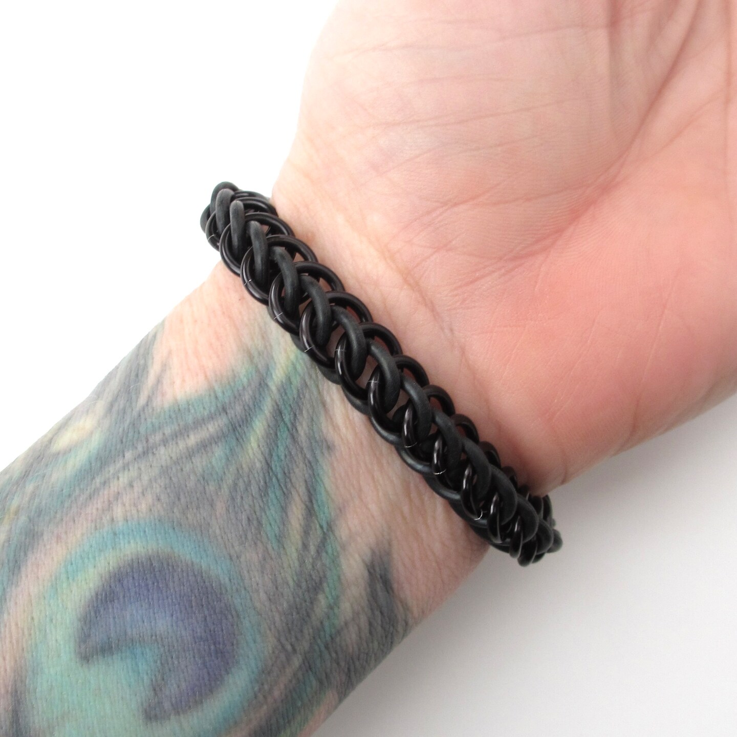 LGBTQ Pride Braided Leather Bracelet Black With Magnetic Rainbow Closure