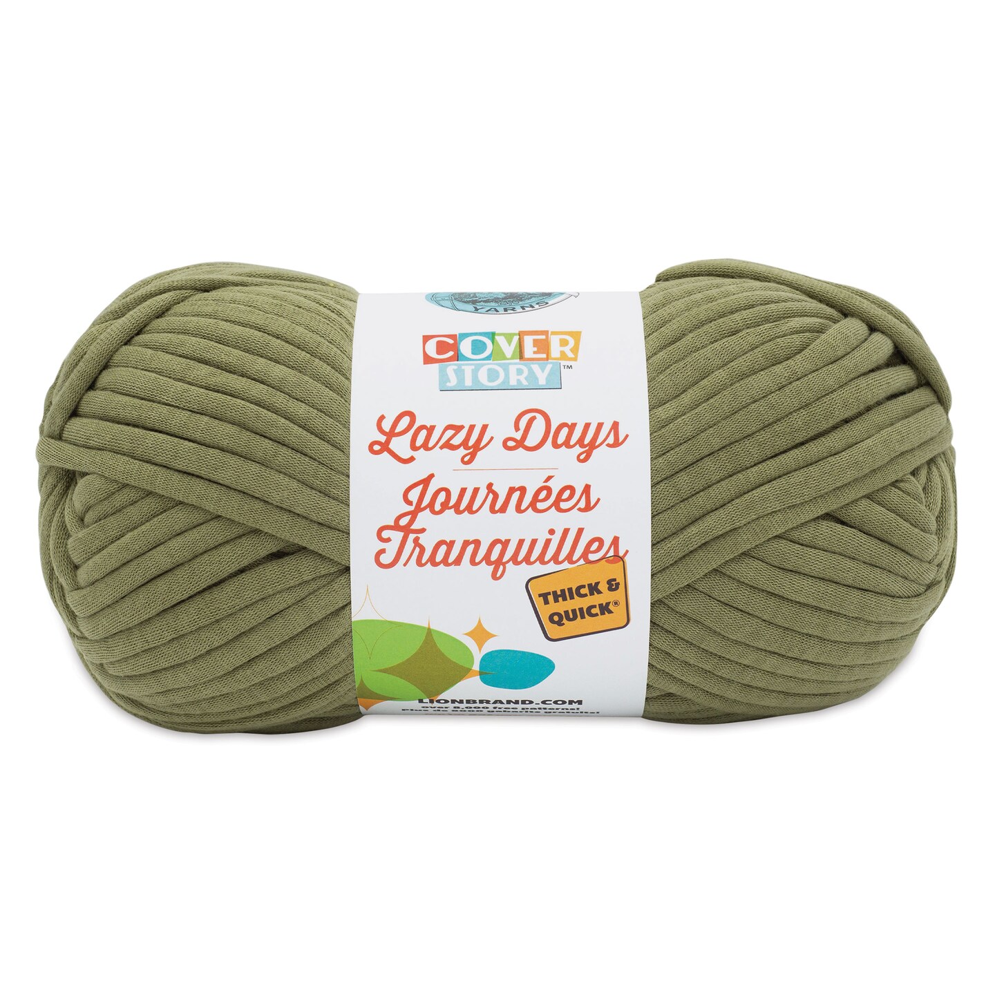 Lion Brand Cover Story Lazy Days Thick &#x26; Quick Yarn - Olive, 125 yards