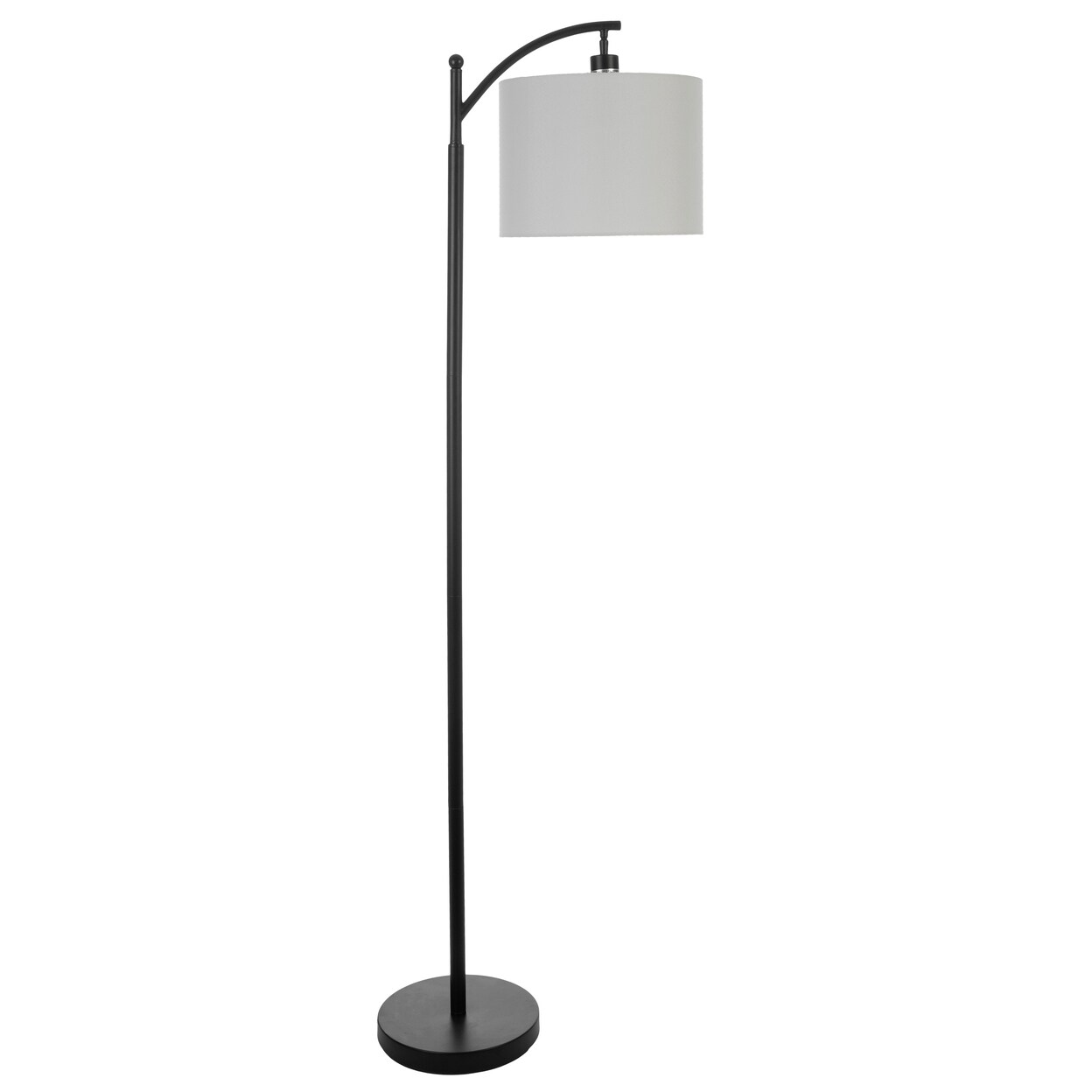 Black 63In Tall Floor Lamp Modern Linen Shade Led Bulb Metal Base