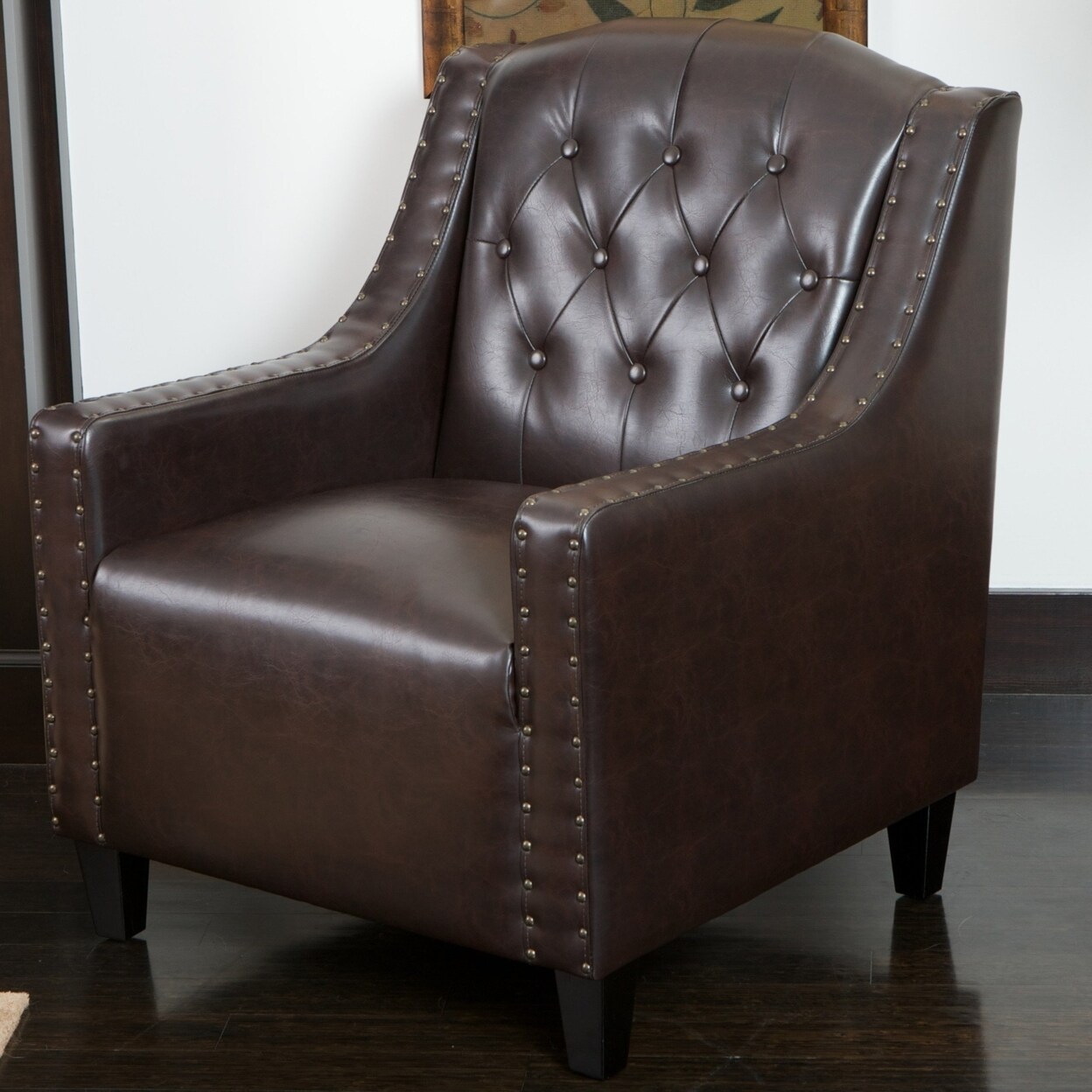 GDF Studio Nottingham Tufted Brown Leather Club Chair