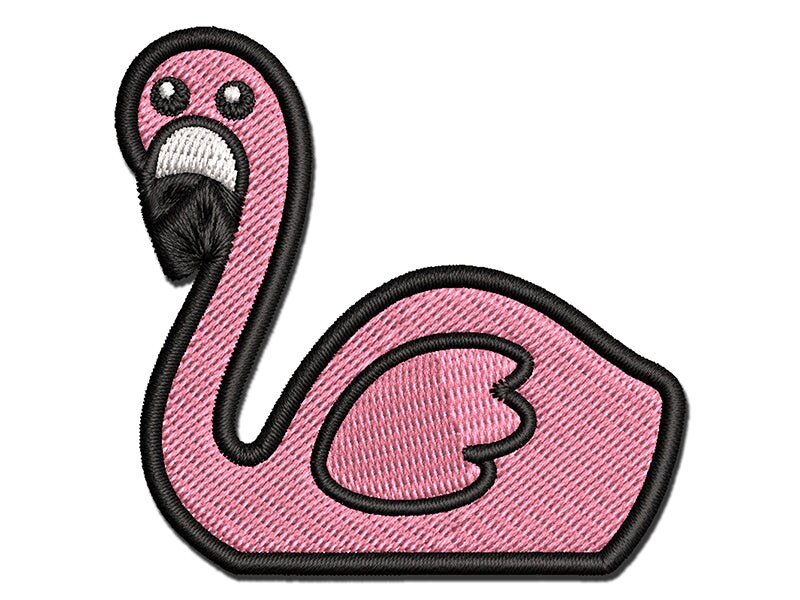 Peeking Flamingo Multi-Color Embroidered Iron-On or Hook &#x26; Loop Patch Applique