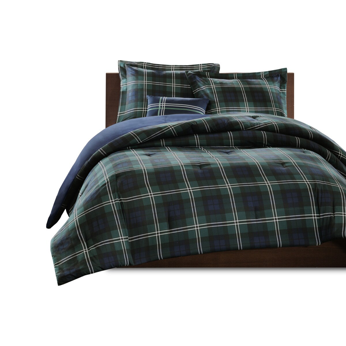 Gracie Mills Vilma Comforter Set Blue Green Plaid Twin Xl Grace-6051