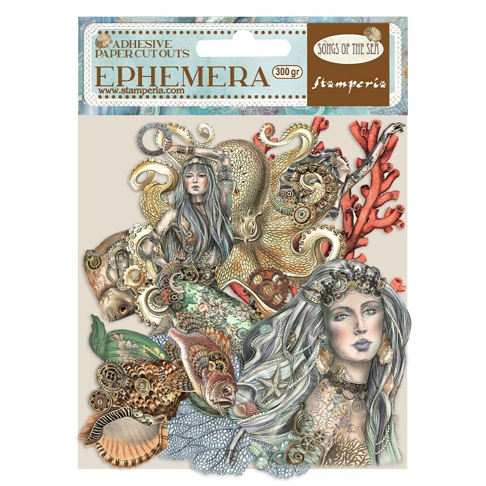 Stamperia Cardstock Ephemera Adhesive Paper Cut Outs-Songs Of The Sea Mermaids