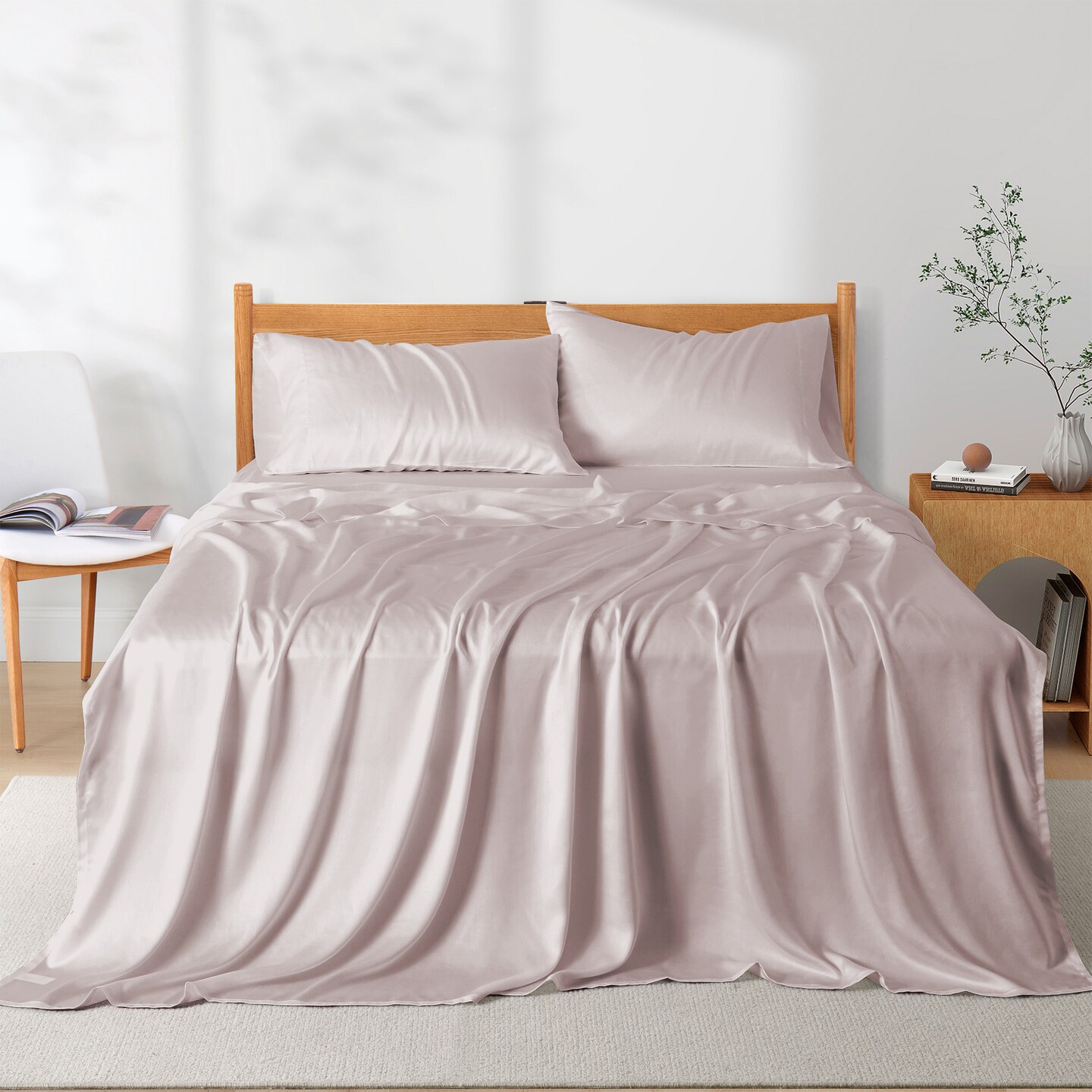 Tencel Lyocell Bed Sheets Set Silky Soft Breathable Luxury Hotel Bedding