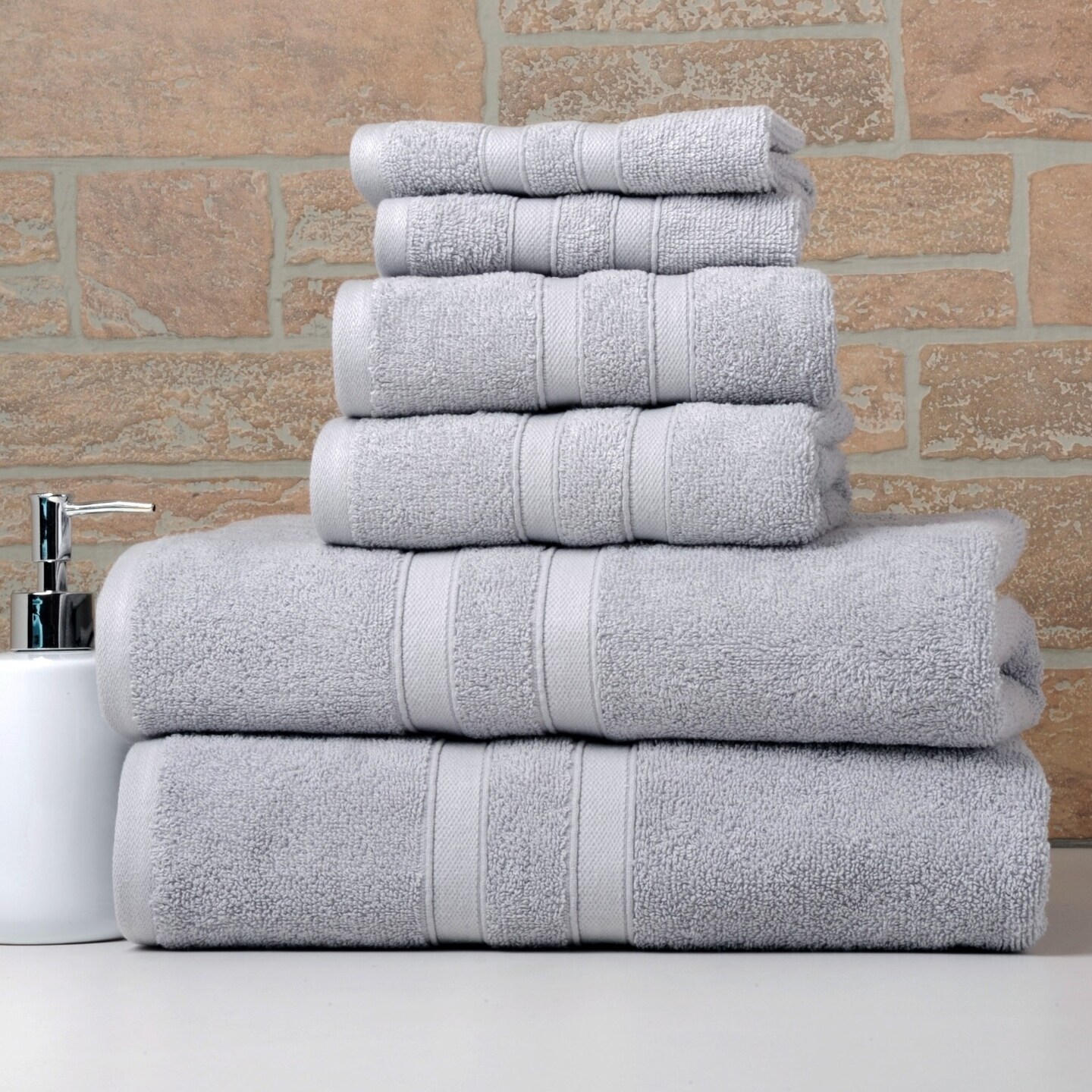 Bibb Home 6 Piece Solid Egyptian Cotton Towel Set 600Gsm Bath Hand Washcloths