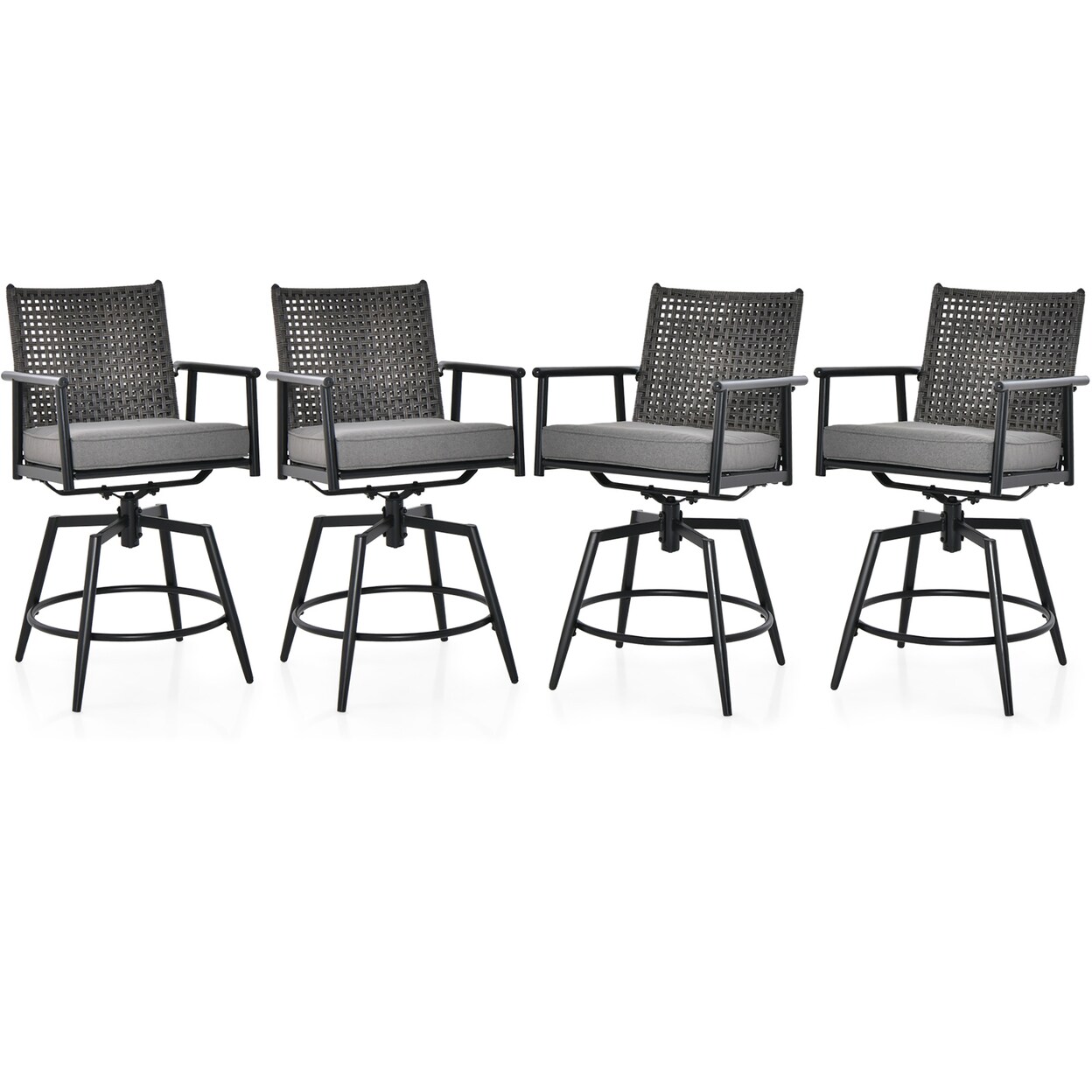 ARTLOFT 2 Outdoor Swivel Bar Stools Patio Furniture Set Counter Height Tall Patio Swivel Bar Stools Chairs Set Of 2 With High Back For