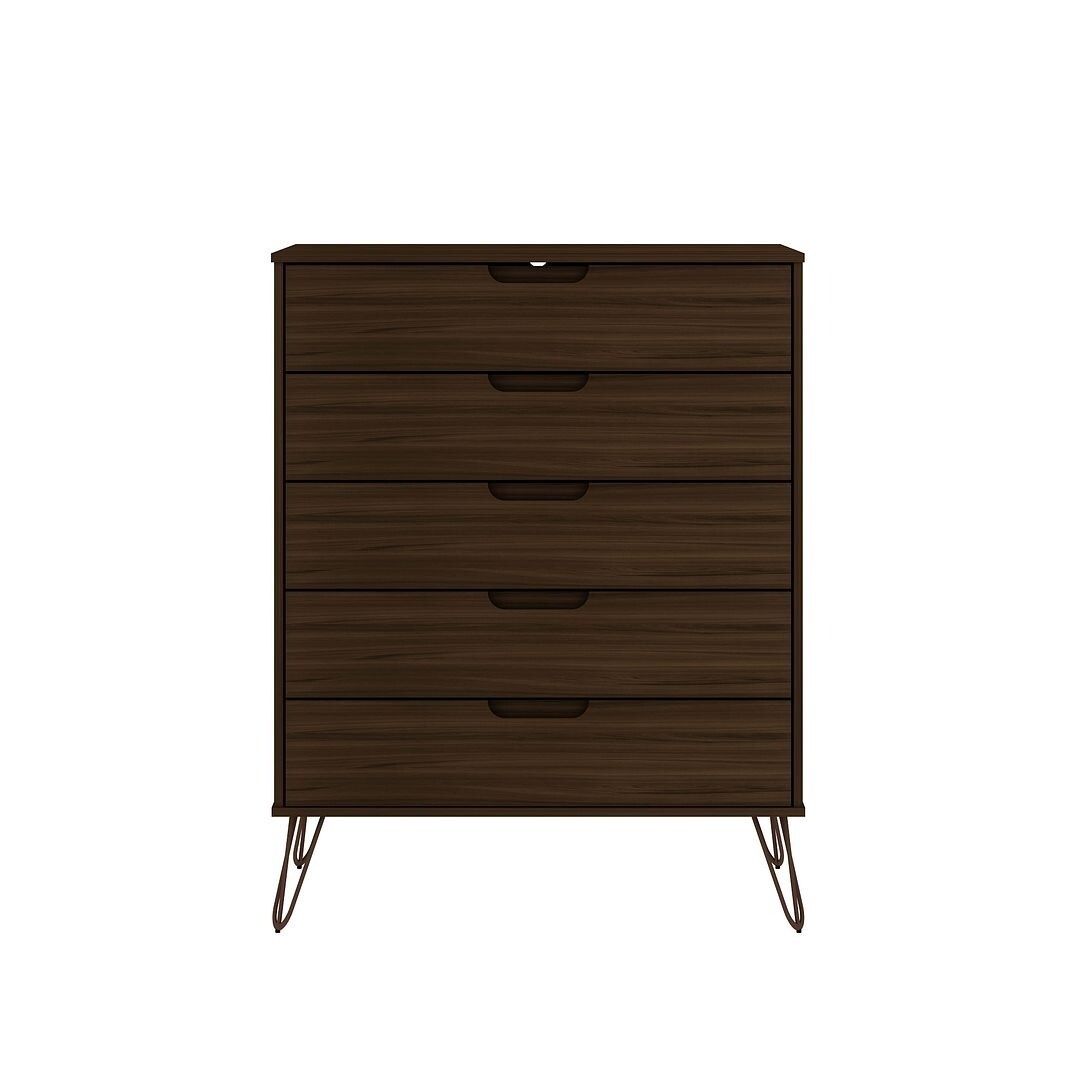 Manhattan Comfort Rockefeller 5-Drawer Tall Dresser with Metal Legs