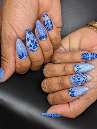 XL Stiletto Blue 20 nail set Ready to ship Next outlets day