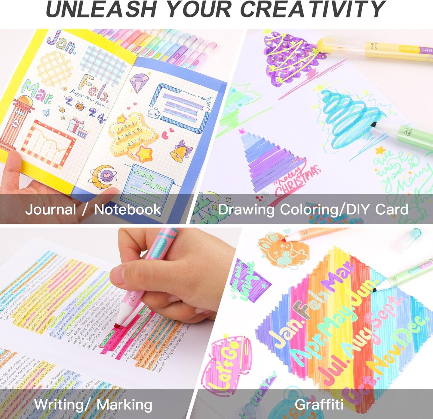 Creative Magic Aesthetic Pastel Color Laying Markers 16 Pens/32 Colors